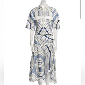Sandro Blue and White Geometric Top